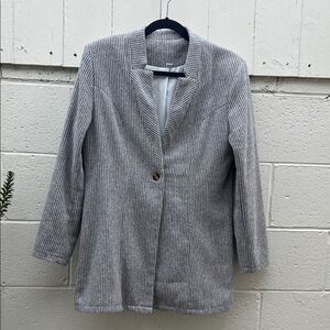 Chic Striped Gray Blazer for Women